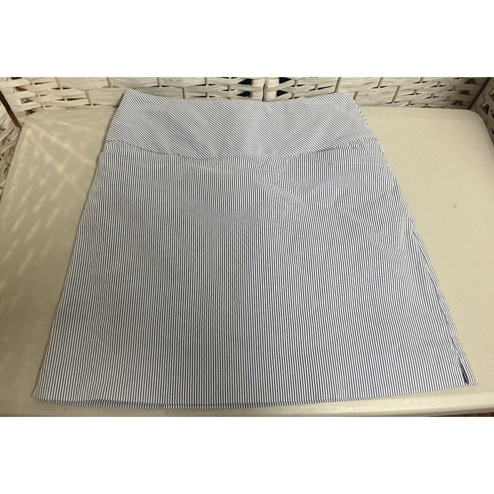 SC‎ & Co 360 Size S Blue White Seersucker Pinstripe Tummy Control Pull-On Skort